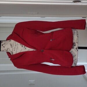 Red Blazer with Zipper Pockets